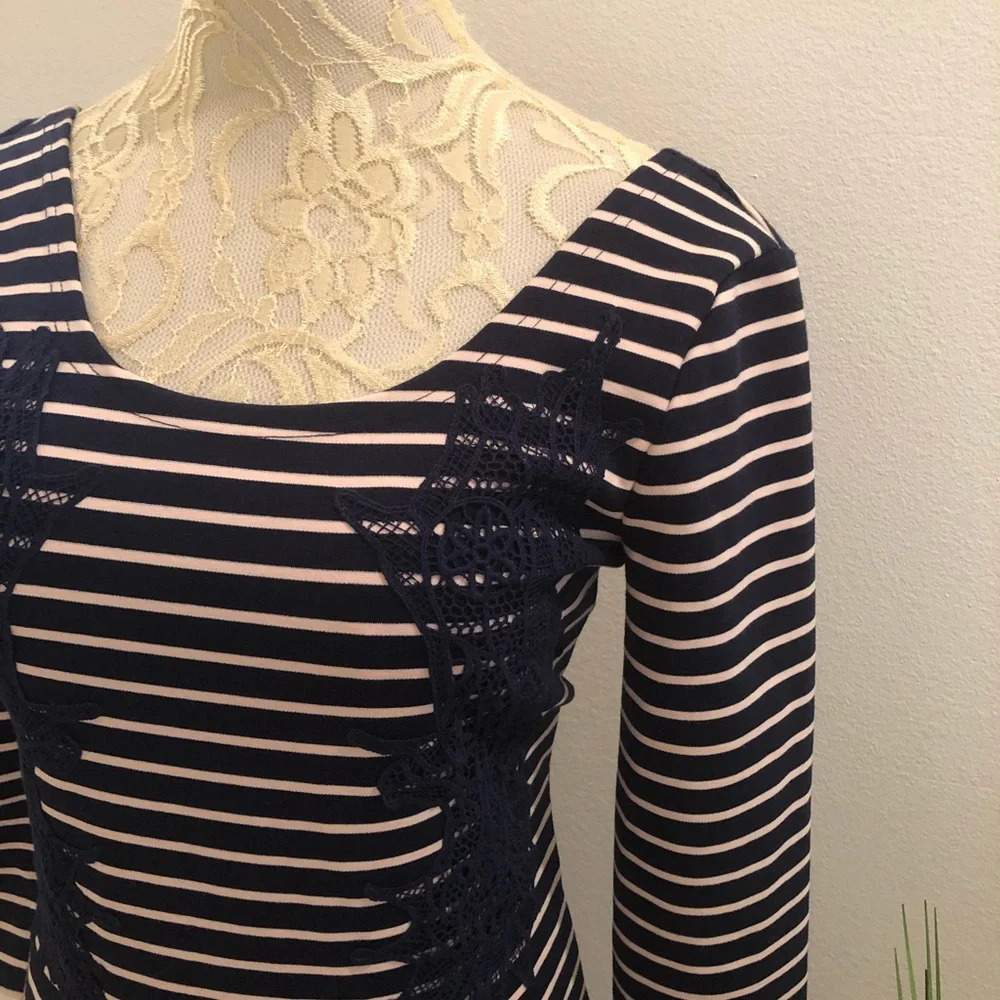 Free People Navy & Pale Pink Striped Fit & Flare - Picture 5 of 9
